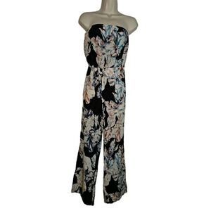 MYNE Ashley Ann Black Art to Wear Print‎ Strapless Pants Romper USA Made Size 0